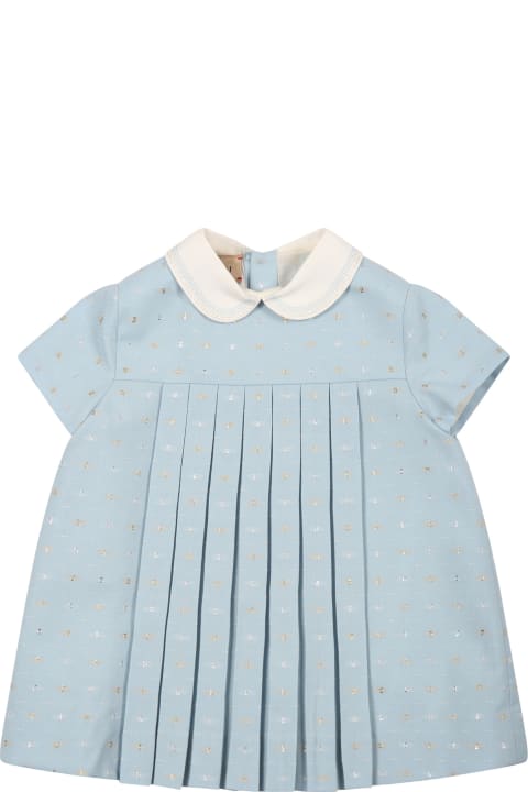 Light Blue Dress For Baby Girl With Gg