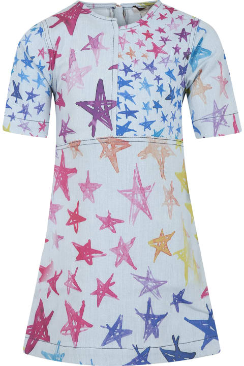 Homeware Stella McCartney Kids Light Blue Dress For Girl With Stars Print