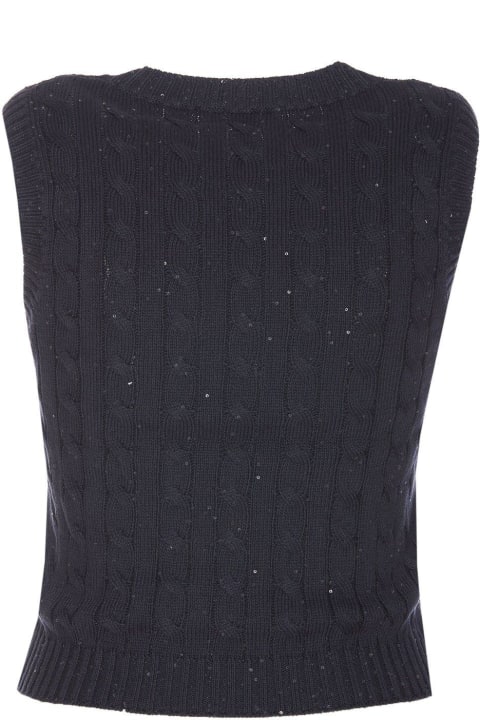 Brunello Cucinelli Clothing for Women Brunello Cucinelli Sequin Embellished Cable-knitted Top