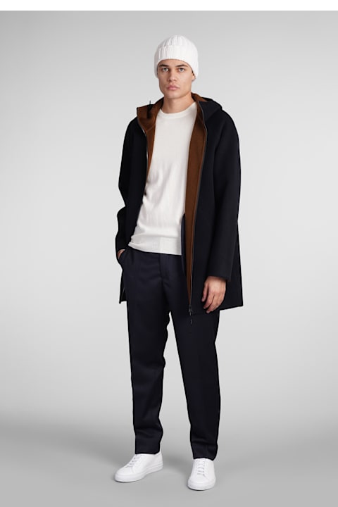 Aspesi لـ Men Aspesi Super Doppel Coat In Blue Wool