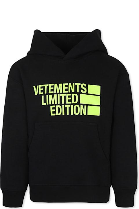 VETEMENTS لـ Kids VETEMENTS Black Sweatshirt For Kids With Logo