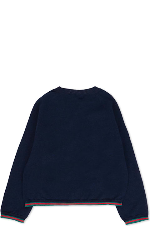 Homeware Gucci Blue Cardigan For Babykids With Web Detail