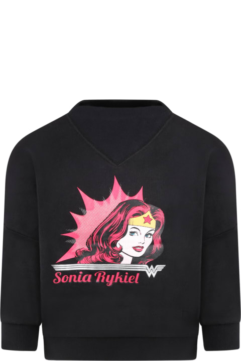 Black Sweatshirt For Girl With Wonder Woman