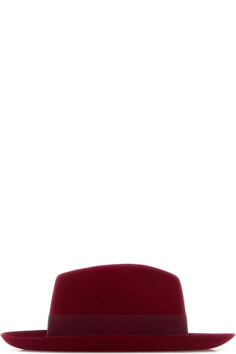 Borsalino لـ Kids Borsalino Burgundy Wool Blend Alexander Hat
