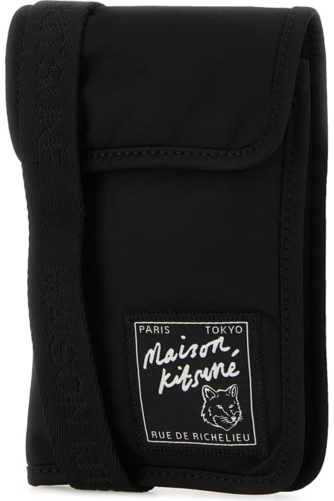 Maison Kitsuné Wallets for Men Maison Kitsuné Black Nylon Phone Case