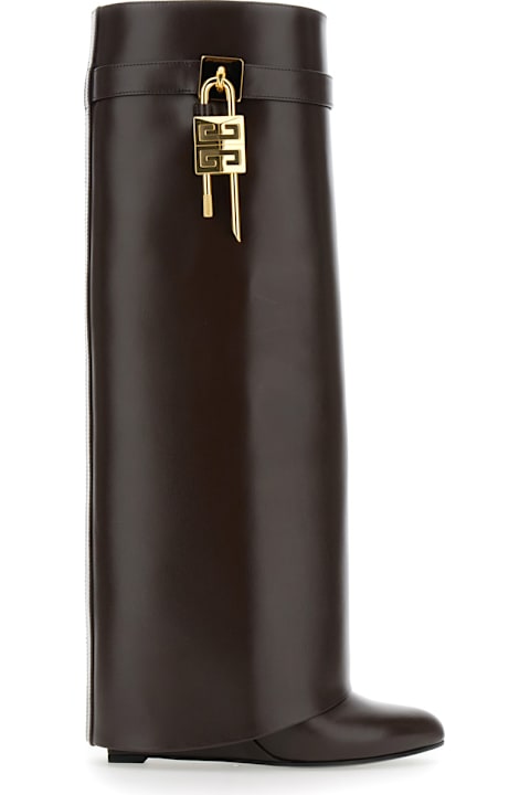 Givenchy Boots for Women Givenchy 'shark' Brown Boots With Padlock Detail And Slip-on Style In Leather Woman