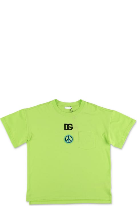 T-shirt Verde Peace In Jersey Di Cotone