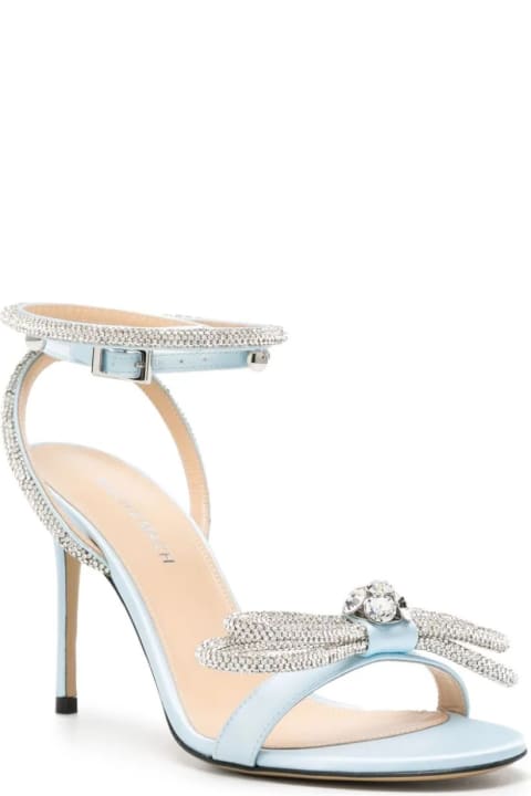 Fashion for Women Mach & Mach Double Bow 95 Mm Sandals In Light Blue Satin With Crystals