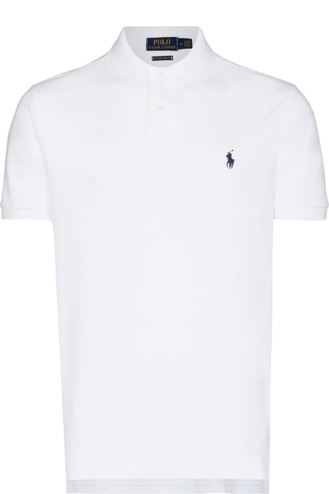 أدوات منزلية Ralph Lauren Slim Fit White Cotton Polo Shirt With Logo