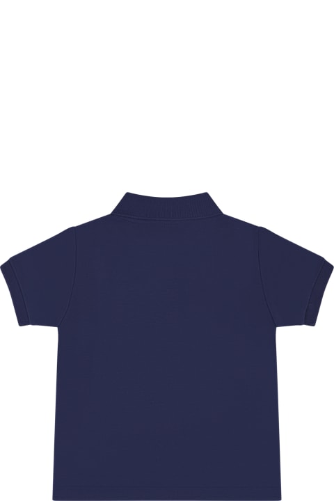 Topwear for Baby Boys Ralph Lauren Blue Polo-shirt For Baby Boy With Iconic Red Pony