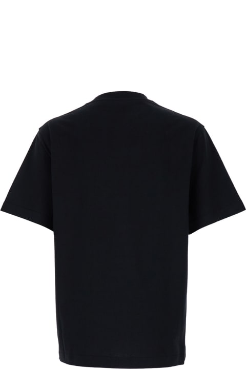 Topwear for Men Burberry T-shirt Con Stampa Cavaliere Equestre A Contrasto In Cotone Nero Uomo
