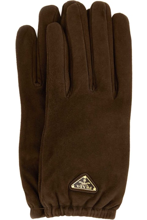 Prada قفازات لـ السيدات Prada Brown Suede Gloves