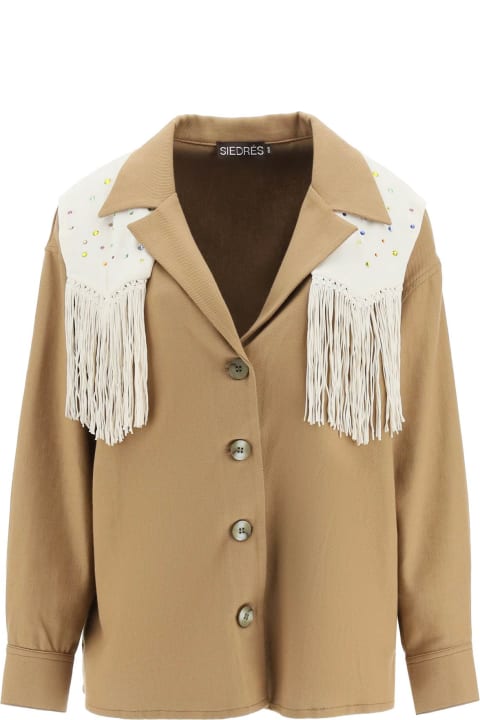 Overshirt With Embroidered Fringed Panel