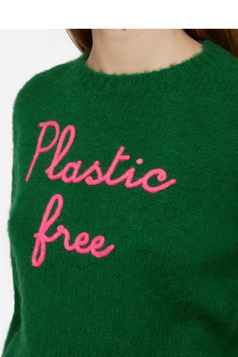 Homeware MC2 Saint Barth Woman Crewneck Soft Crop Sweater With Plastic Free Embroidery