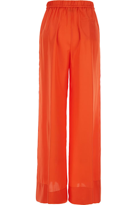 Forte_Forte for Women Forte_Forte Orange Pants With Elastic Drawstring Waist And Wide Leg In Silk Woman