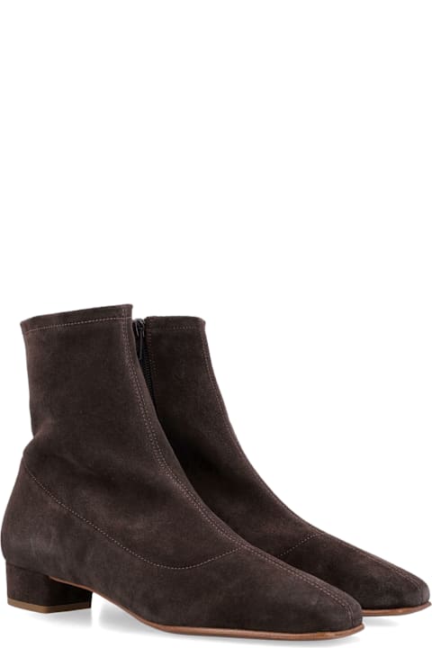 BY FAR Este Ristretto Brown Suede Ankle Boots