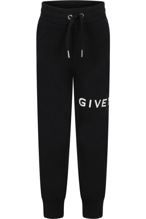 Black Sweatpants For Boy With White Logo