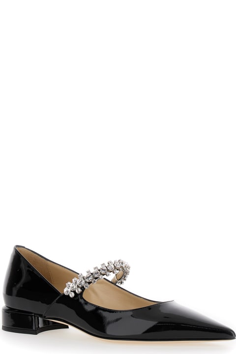 Jimmy Choo Flat Shoes for Women Jimmy Choo Black Ballet Flats With Crystals On Strap In Patent Leather Woman