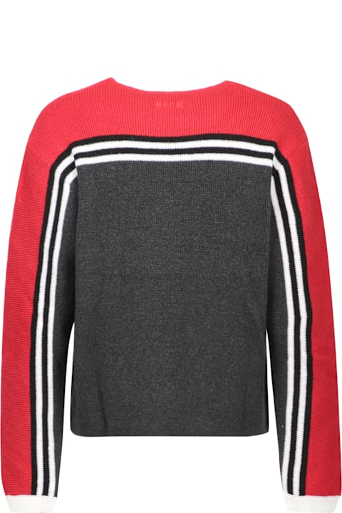 MSGM Sweaters for Men MSGM Grey And Red Sweater