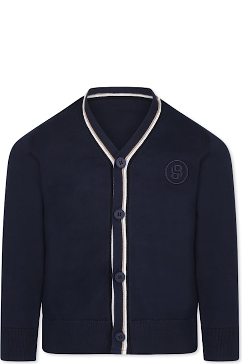 Hugo Boss Sweaters & Sweatshirts for Boys Hugo Boss Blue Cardigan For Boy With Logo