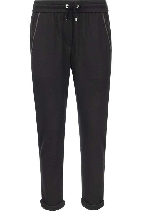 Cotton-silk Fleece Trousers With 'shiny Pocket'