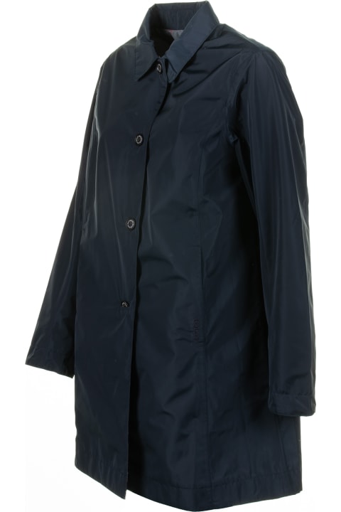 Barbour Coats & Jackets for Women Barbour Navy Blue Trench Coat In Waxed Fabric