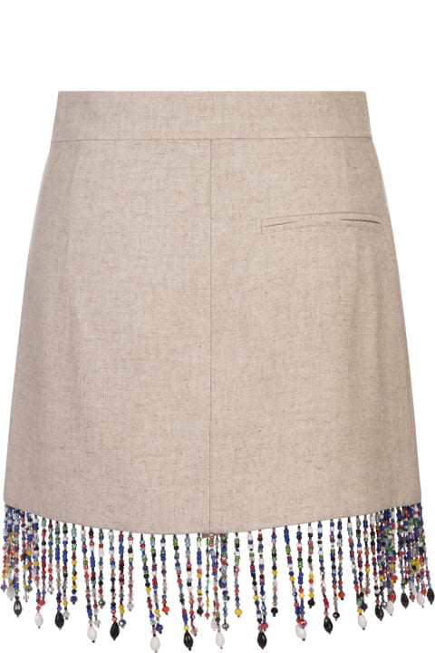 Fashion for Women MSGM Sand Mini Skirt With Bead Appliqué