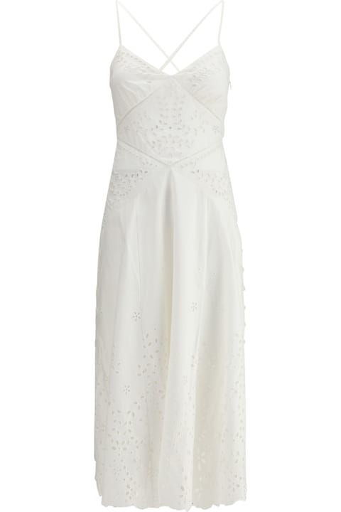 self-portrait Women self-portrait White Cotton Embroidered Midi Dress