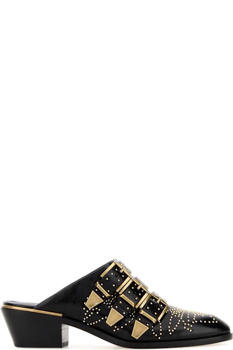 Chloé Black Leather Susan Mules