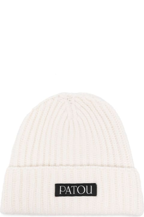 Patou Hats for Women Patou White And Black Wool-cashmere Blend Beanie