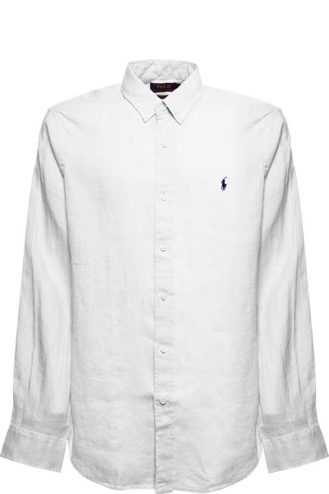 Fashion for Men Polo Ralph Lauren Polo Ralph Lauren Man 's White Linen Shirt With Logo
