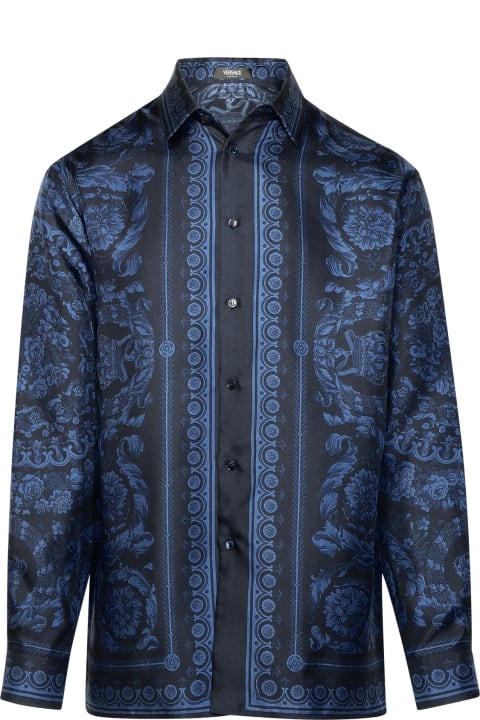 Versace Clothing for Men Versace 'barocco' Blue Silk Shirt