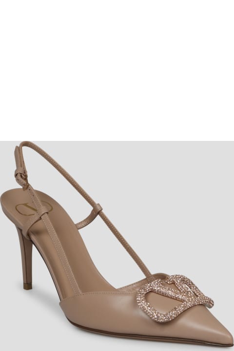 Valentino Garavani High-Heeled Shoes for Women Valentino Garavani Logo Embellished Pointed-toe Slingback Pumps
