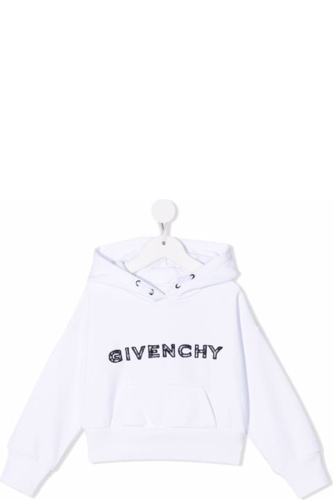 Givenchy Kids Girl's White Jersey Hoodie With  Logo