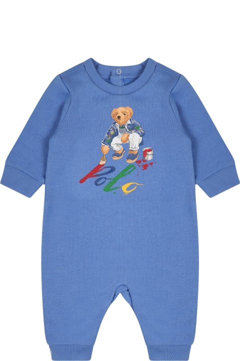 Bodysuits & Sets for Baby Girls Ralph Lauren Light Blue Babygrow For Baby Boy With Polo Bear