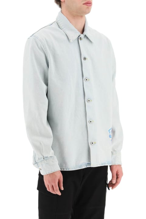 Coats & Jackets for Men Off-White Graffiti Logo Denim Overshirt Jacket