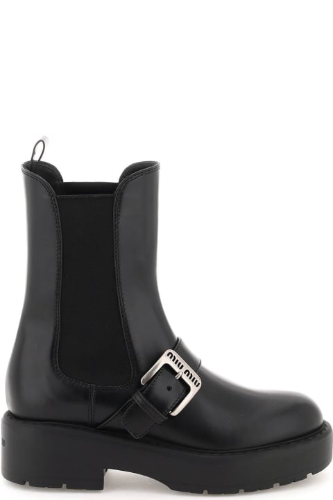 Leather Ankle Boots With Logo Buckle