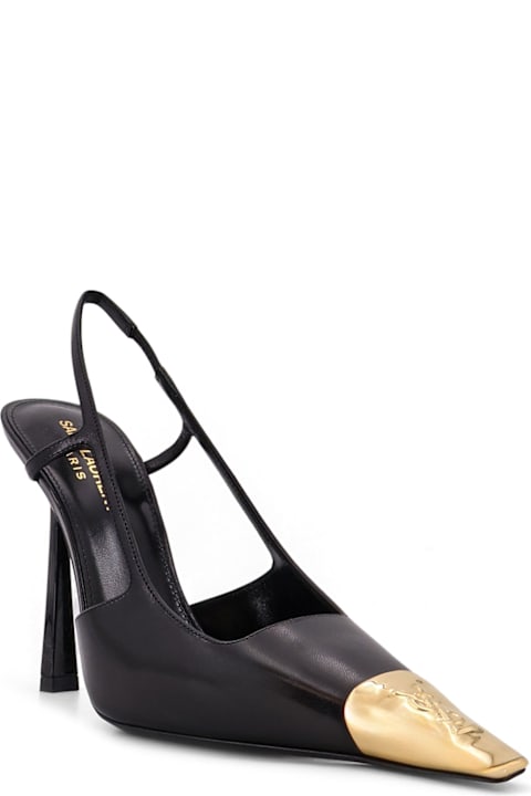 Saint Laurent Jeanne Leather Pumps With Metal Toe