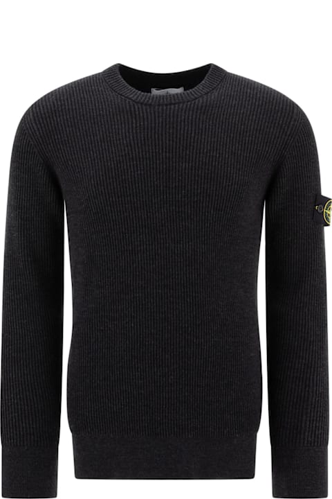 Sweaters for Men Stone Island Logo Patch Crewneck Jumper