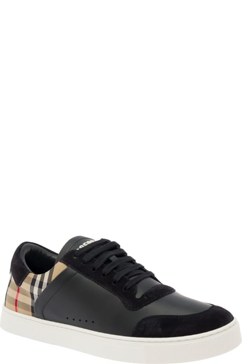 Burberry Sneakers for Men Burberry Black Sneakers With Suede Details And Check Motif In Leather Blend Man