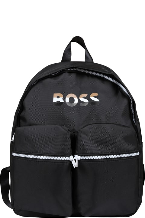 Hugo Boss Kids Hugo Boss Black Backpack For Boy With Logo