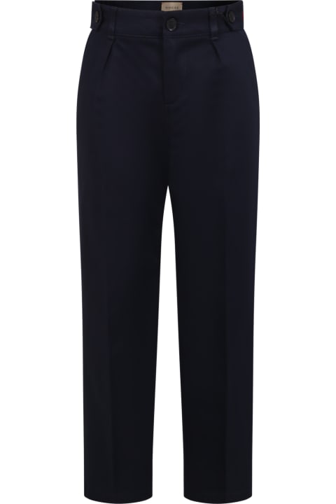 Bottoms for Boys Gucci Blue Trousers For Boy With Web Detail