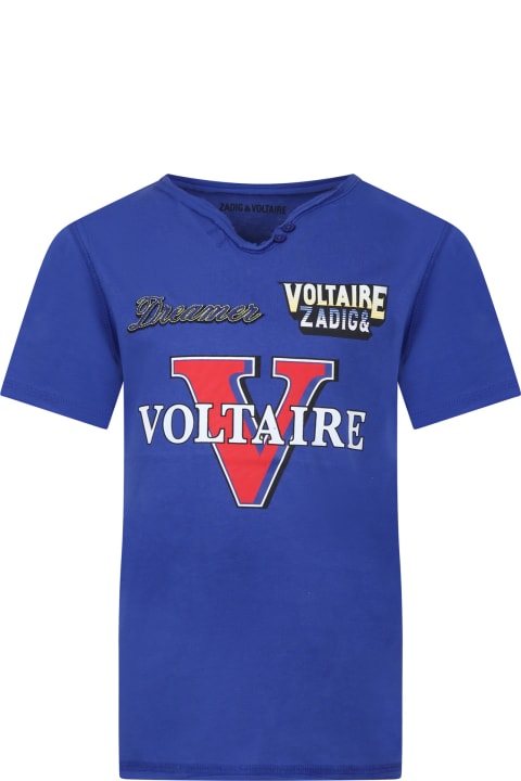 ボーイズ Zadig & VoltaireのTシャツ＆ポロシャツ Zadig & Voltaire Blue T-shirt For Boy With Logo