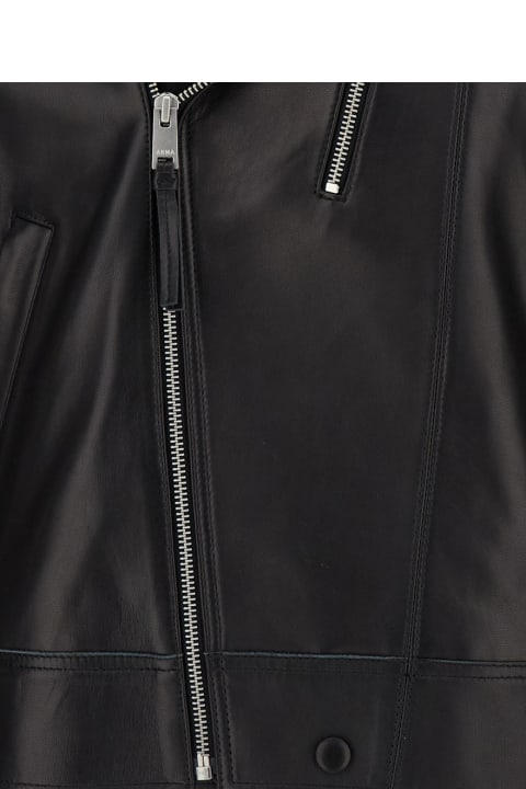 メンズ ARMAのウェア ARMA Black Biker Jacket With Zip Fastening Man