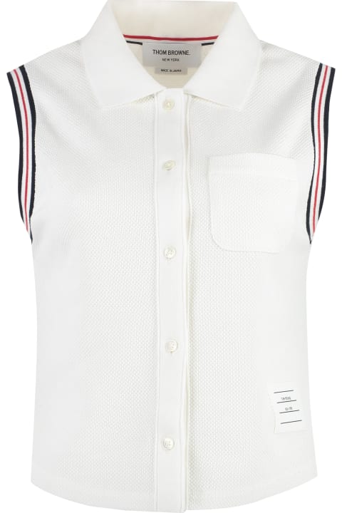Thom Browne Coats & Jackets for Women Thom Browne Sleeveless Polo Shirt In Cotton