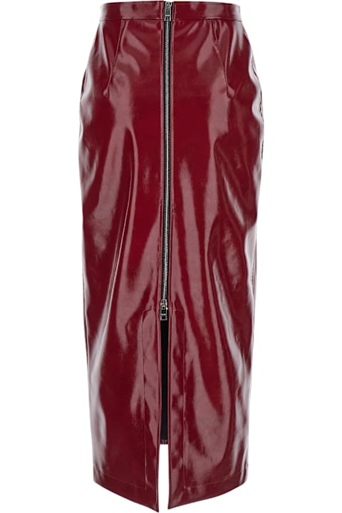 MSGM الملابس لـ السيدات MSGM Rear Slit Zipped Shiny Skirt