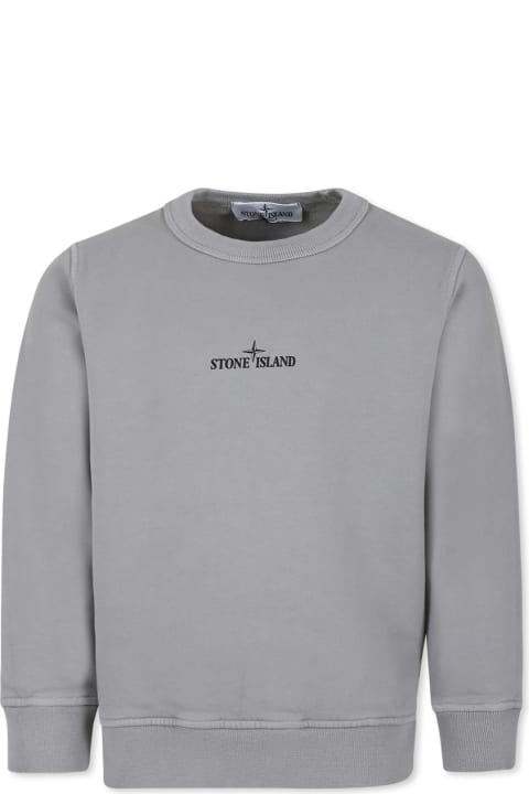 Stone Island Junior Sweaters & Sweatshirts for Girls Stone Island Junior Grey Sweatshirt For Boy With Compass