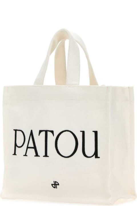 Patou for Women Patou White Canvas Small Tote Patou Shopping Bag