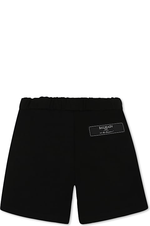 Balmain Bottoms for Baby Boys Balmain Black Shorts For Baby Boy With Logo