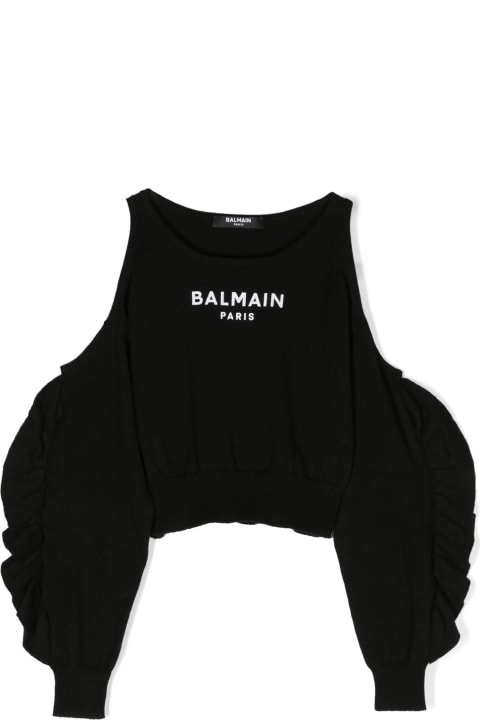 Topwear for Girls Balmain Balmain Sweaters Black
